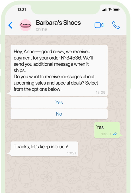 WhatsApp Message Template Usage